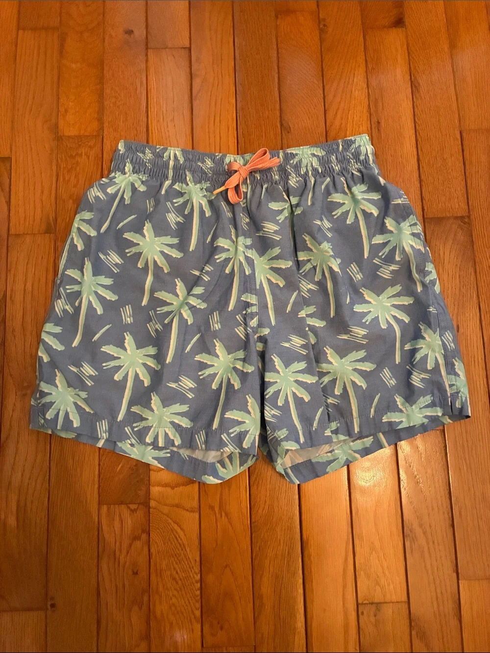 Chubbies Palm Tree Swim Trunks (Light Blue & Mint Green)